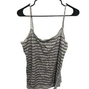 LOFT Gray & Black Striped‎ Cami Tank Top Minimal Layering Piece